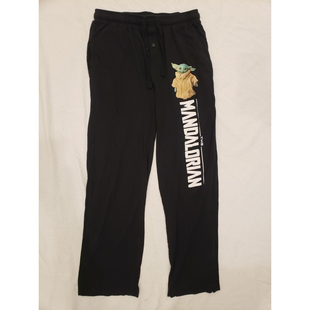 Star Wars The Mandalorian Logo Yoda lightweight Men's Sleep Lounge Pants Size M
